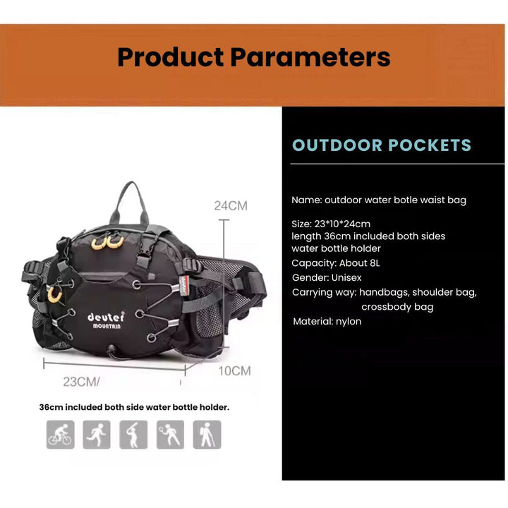 Kalsten | Waterproof Hiking Waist Bag – 5L Bum Bag with Zippered Pockets for Walking & Outdoor Adventures
