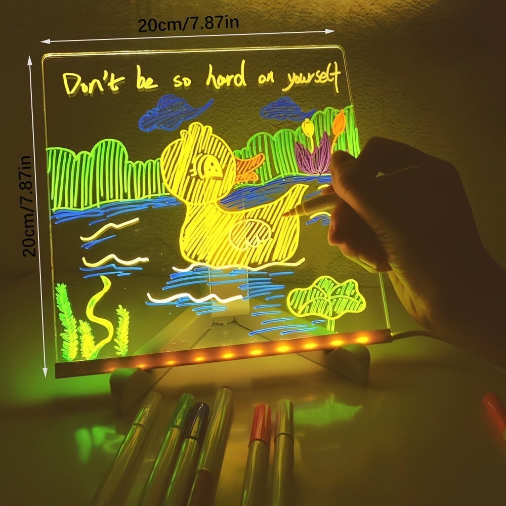 USB LED Memo Board with 12 Colored Pens – Light Messaging Board