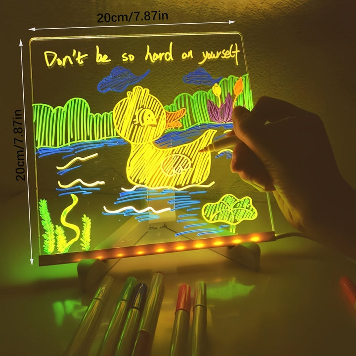 USB LED Memo Board with 12 Colored Pens – Light Messaging Board