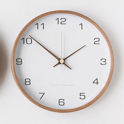 Minimalist Wooden Wall Clock – Silent Analog Solid Wood Clock for Living Room and Bedroom
