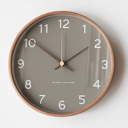 Minimalist Wooden Wall Clock – Silent Analog Solid Wood Clock for Living Room and Bedroom