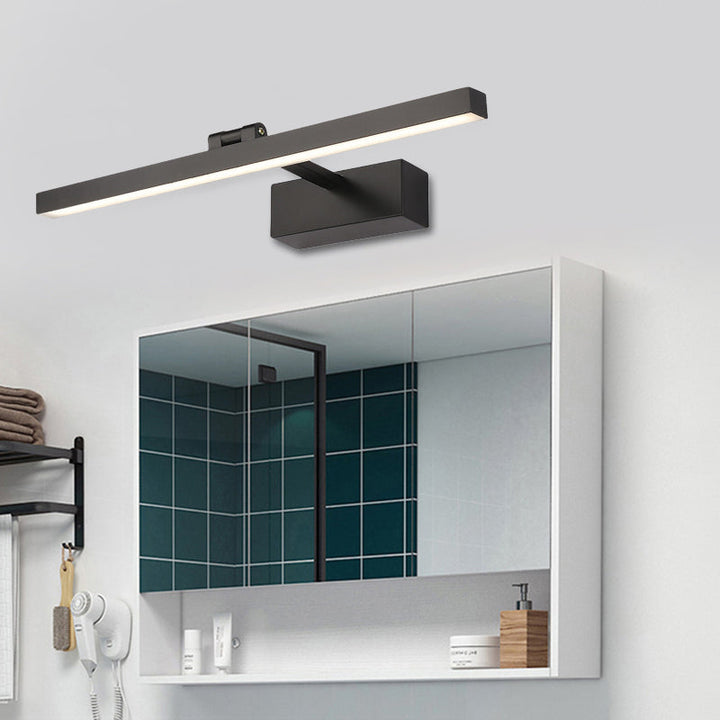 Simplistic Style Rectangle Aluminum Wall Lamp 16"/19.5" W LED Vanity Mirror Light in Black/White for Bathroom | Kalsten