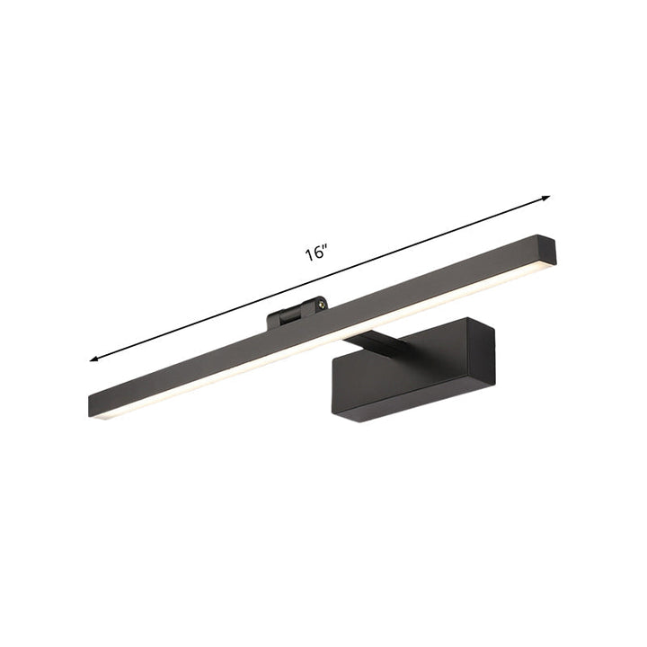 Simplistic Style Rectangle Aluminum Wall Lamp 16"/19.5" W LED Vanity Mirror Light in Black/White for Bathroom | Kalsten