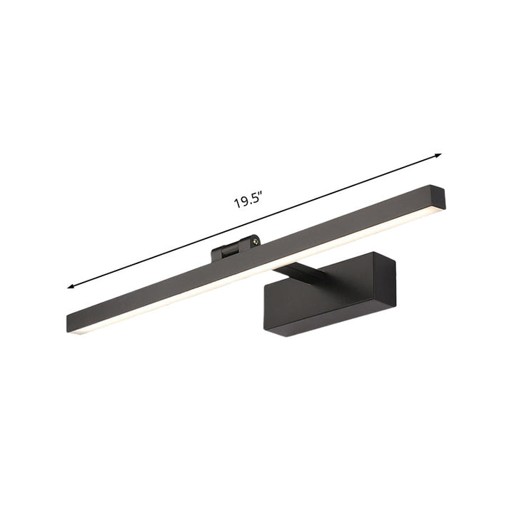 Simplistic Style Rectangle Aluminum Wall Lamp 16"/19.5" W LED Vanity Mirror Light in Black/White for Bathroom | Kalsten