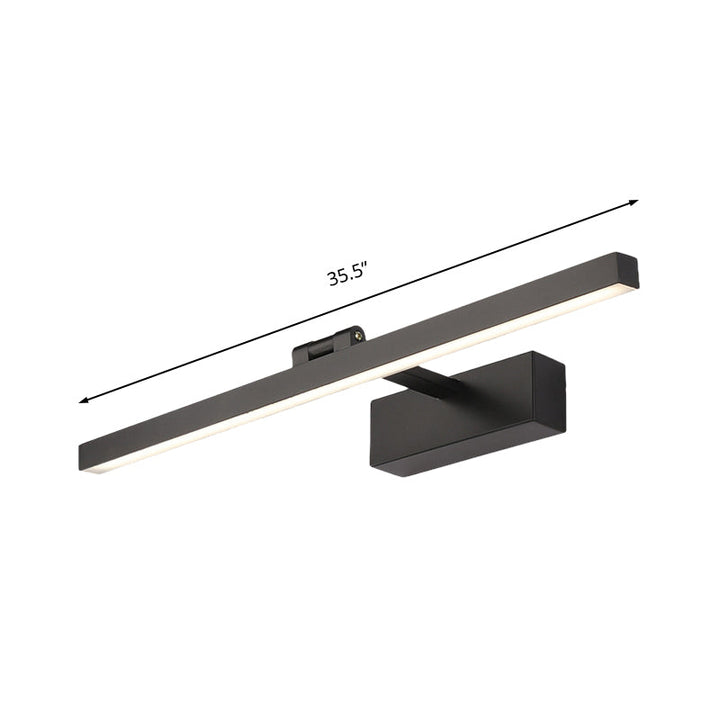 Simplistic Style Rectangle Aluminum Wall Lamp 16"/19.5" W LED Vanity Mirror Light in Black/White for Bathroom | Kalsten