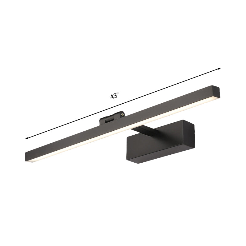 Simplistic Style Rectangle Aluminum Wall Lamp 16"/19.5" W LED Vanity Mirror Light in Black/White for Bathroom | Kalsten