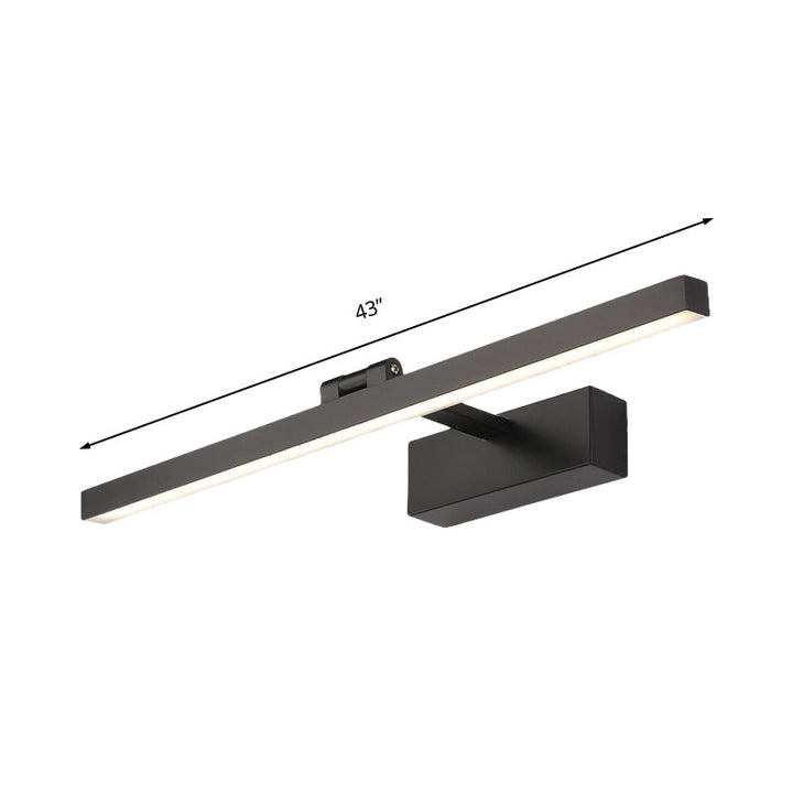 Simplistic Style Rectangle Aluminum Wall Lamp 16"/19.5" W LED Vanity Mirror Light in Black/White for Bathroom | Kalsten