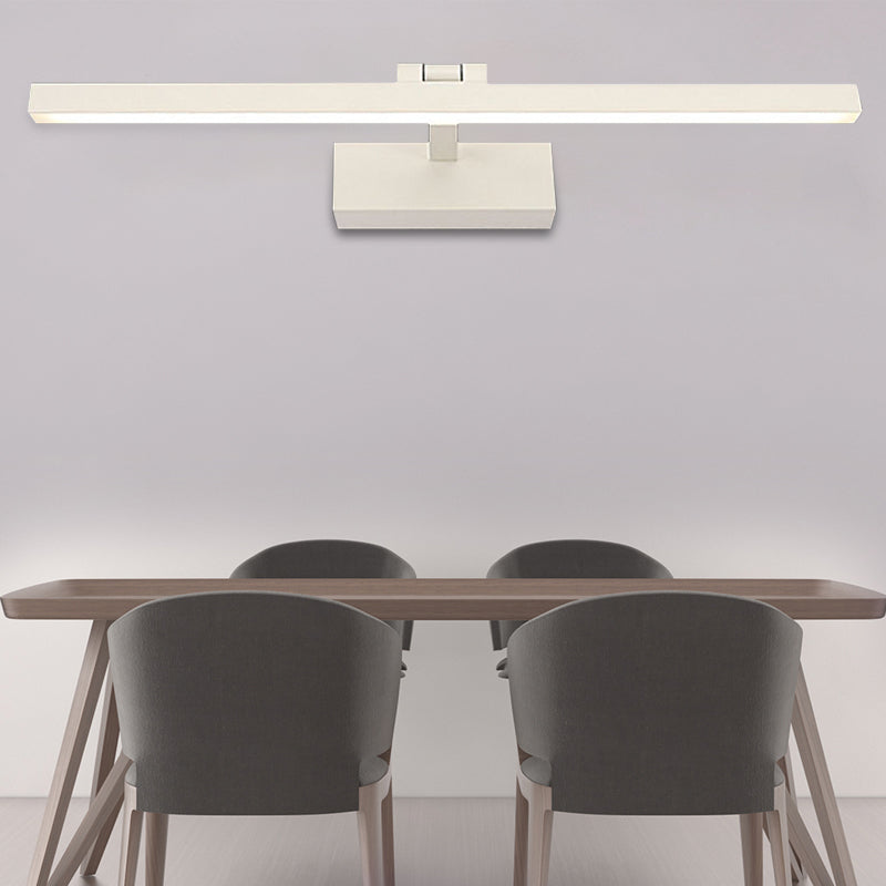 Simplistic Style Rectangle Aluminum Wall Lamp 16"/19.5" W LED Vanity Mirror Light in Black/White for Bathroom | Kalsten