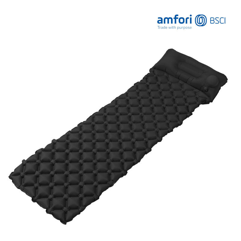 inflatable camping sleeping pad with integrated pillow and diamond air-cell cushion system Kalsten