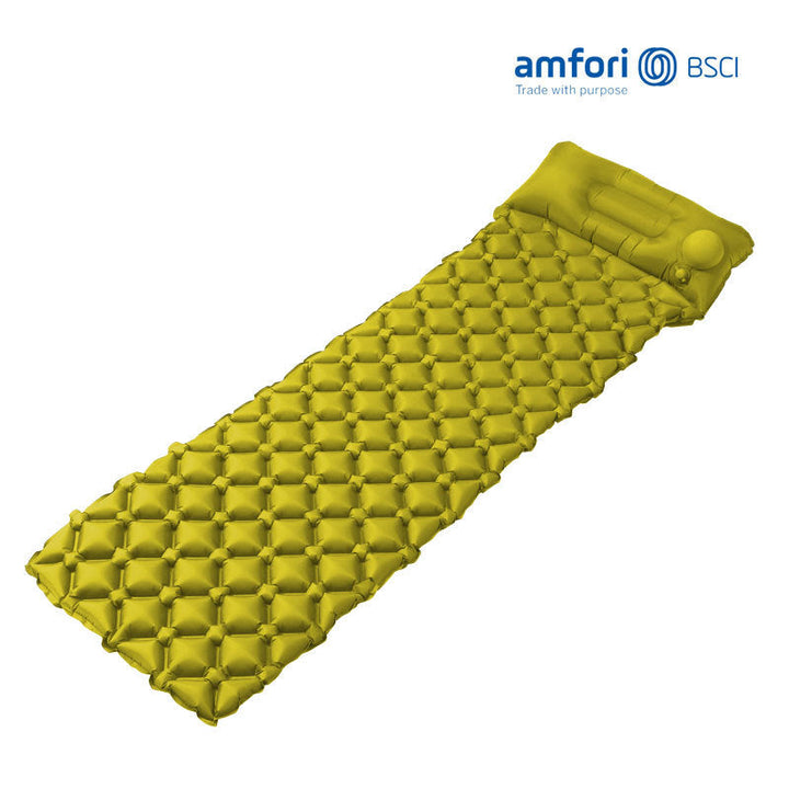 inflatable camping sleeping pad with integrated pillow and diamond air-cell cushion system Kalsten