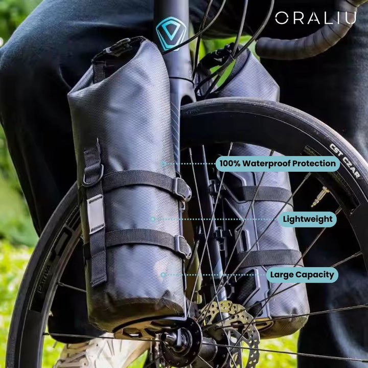 Waterproof Bike Front Fork Bags – 5–7L Pannier Set