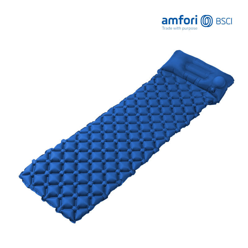 inflatable camping sleeping pad with integrated pillow and diamond air-cell cushion system Kalsten