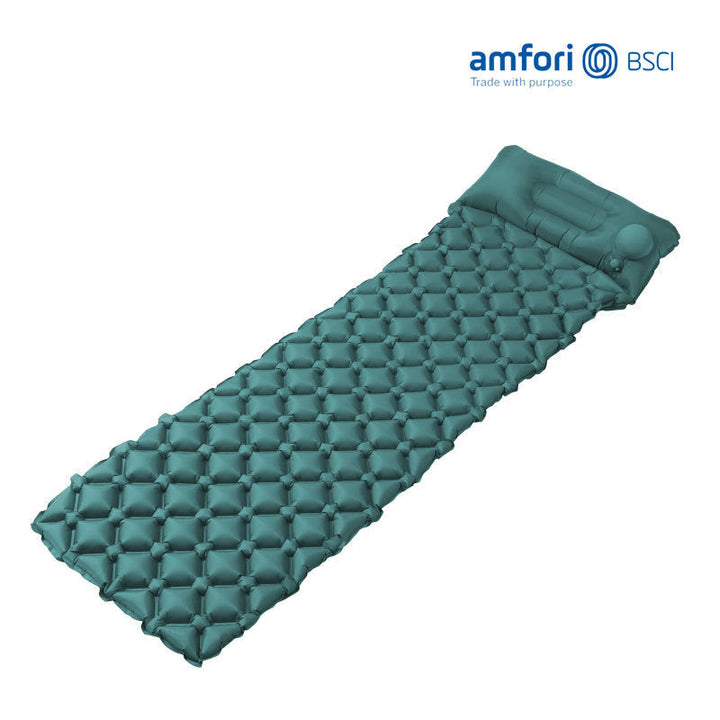 inflatable camping sleeping pad with integrated pillow and diamond air-cell cushion system Kalsten