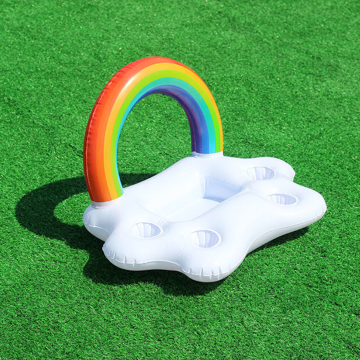 Women's Inflatable Rainbow Swimming Island with Integrated Cup Holders Kalsten