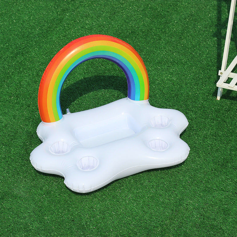 Women's Inflatable Rainbow Swimming Island with Integrated Cup Holders Kalsten