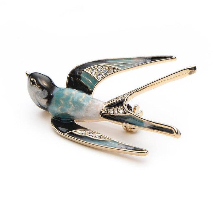 Ornate Bird-Inspired Enamel Brooch Kalsten