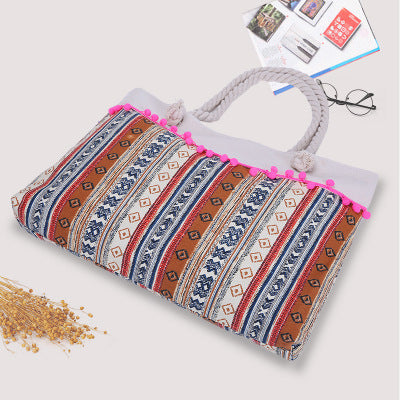 Large beach bag with crocheted embellishments Kalsten