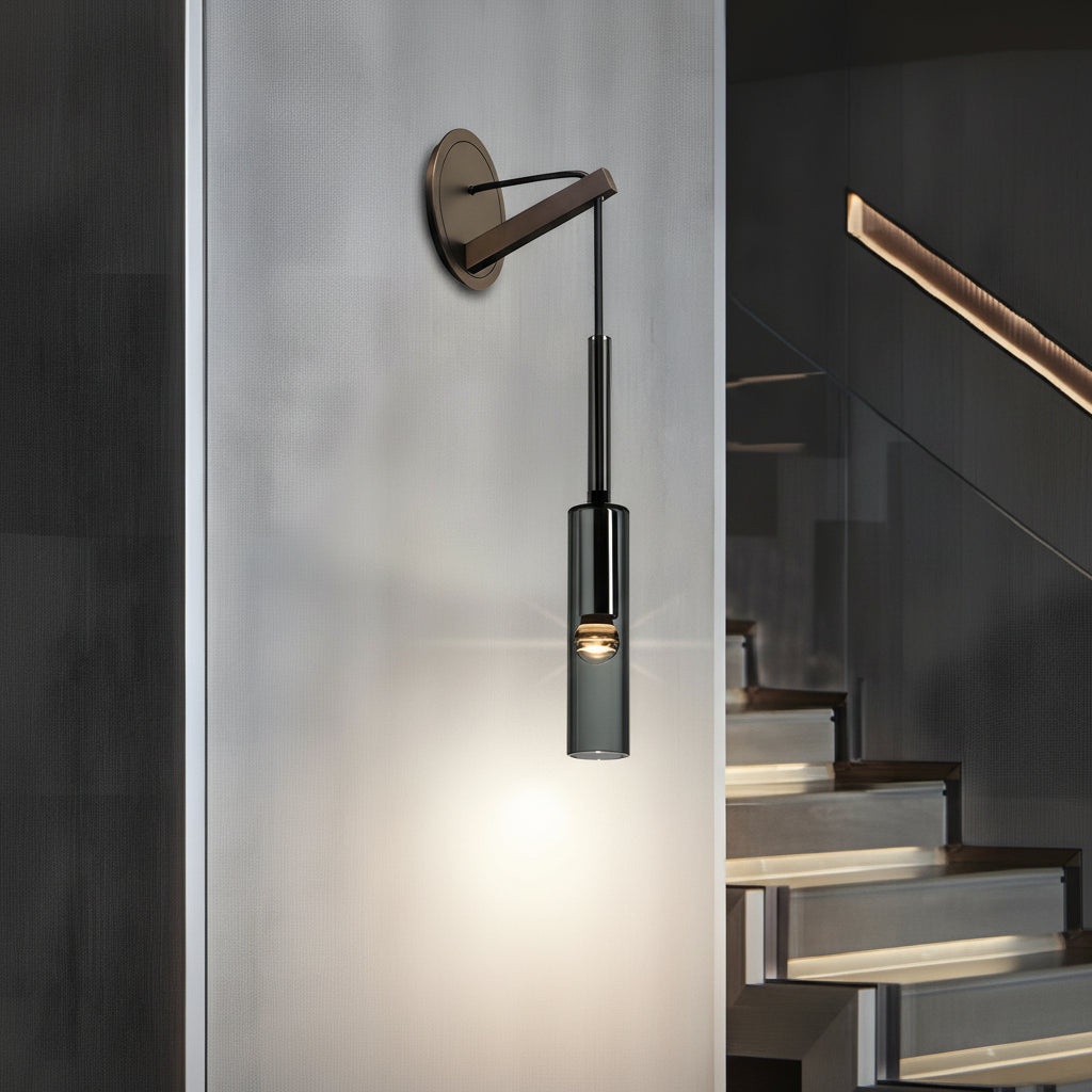 LED Wall Sconce Light – Nordic Smoked Glass Copper (42x7cm / 16.5x2.8in) | Kalsten