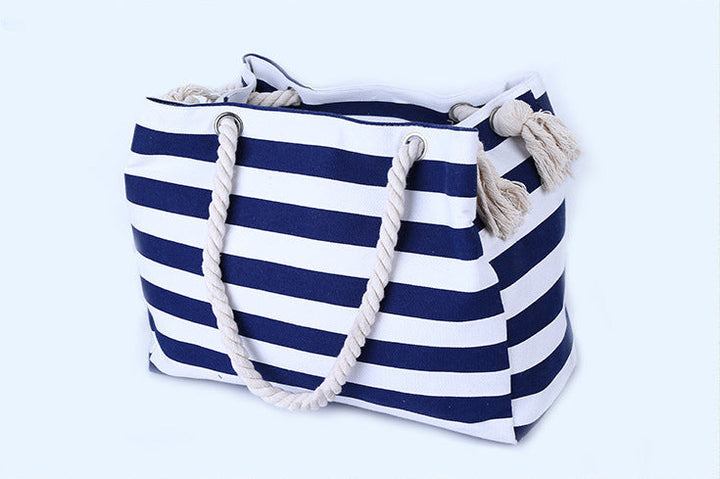 Spacious and Stylish Beach Bag with Maritime Stripe Pattern Kalsten