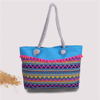 Large beach bag with crocheted embellishments Kalsten