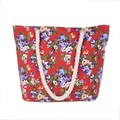 Beach bag with sturdy rope handles and floral details Kalsten