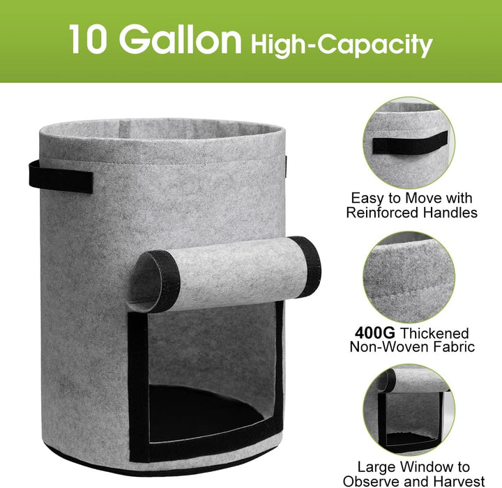 Kalsten | 5/7/10/15 Gallon Potato Planting Growing Thickened Nonwoven Plant Fabric Pot Nursery Bags for Home Gardening