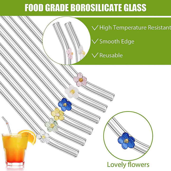 6 PCS Reusable Stained Glass Straws with Cleaning Brush | Kalsten