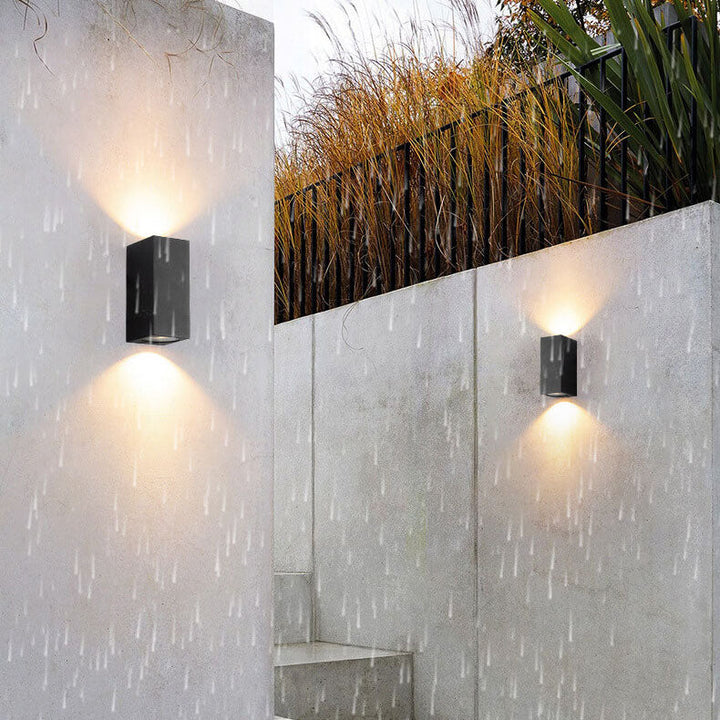 Modern Simple Outdoor Waterproof Aluminum Glass Cylinder 2-Light Wall Sconce Lamp | Kalsten