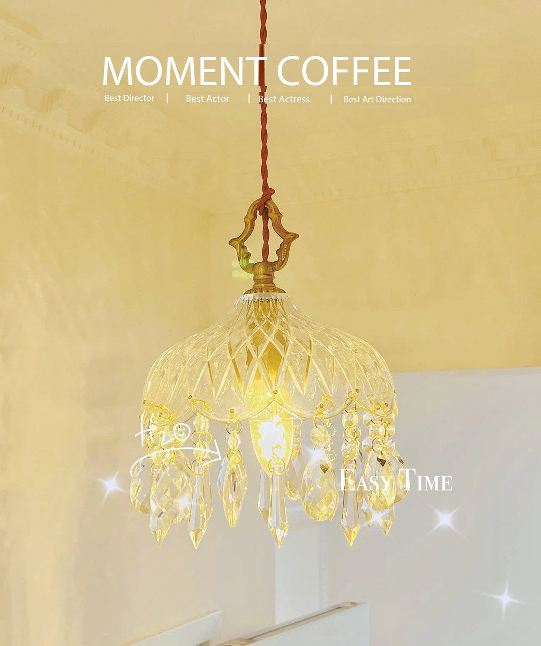 Small Brass Crystal Chandelier