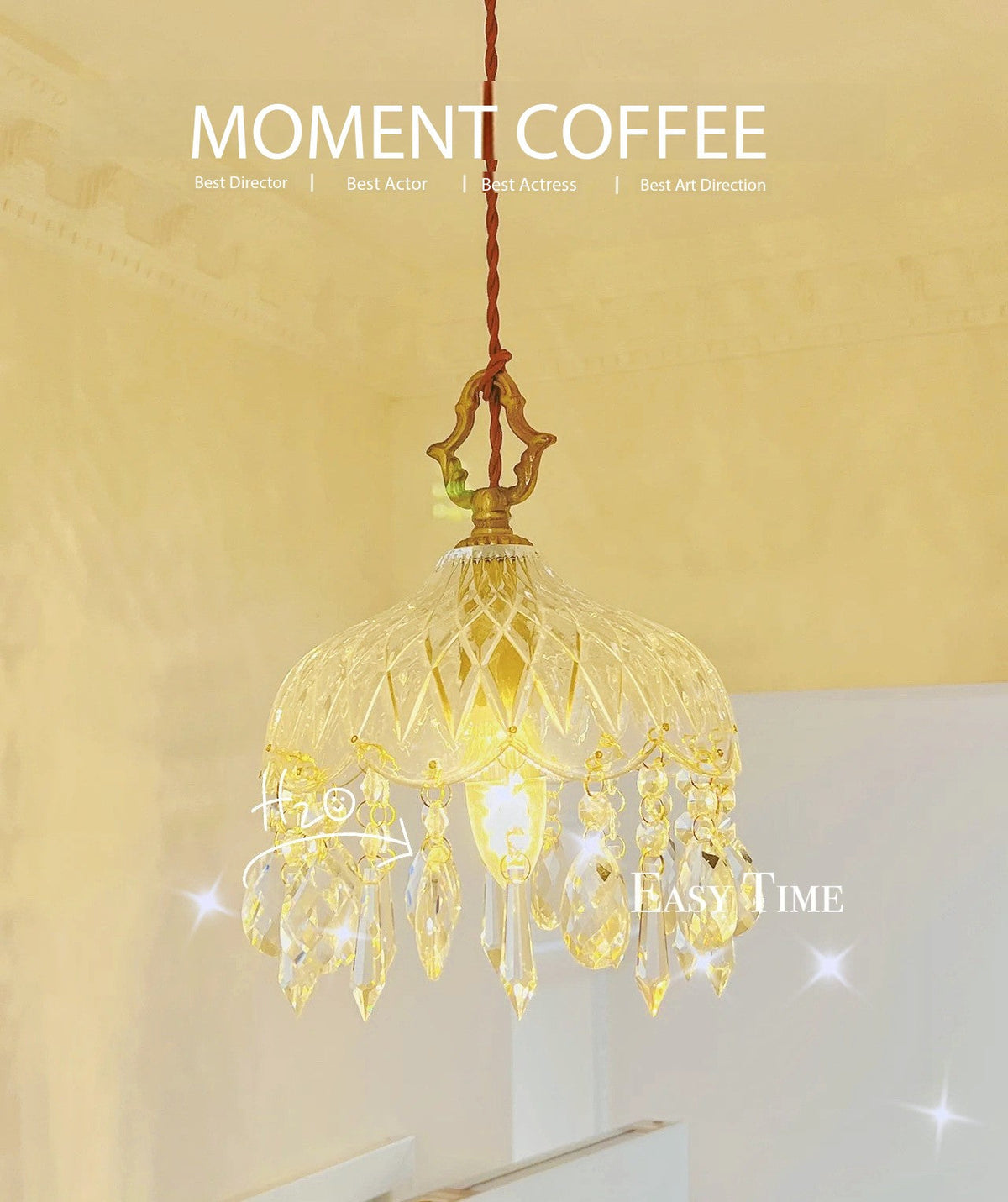 Small Brass Crystal Chandelier