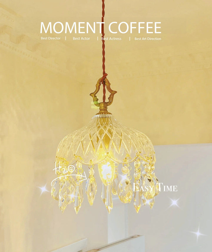 Small Brass Crystal Chandelier