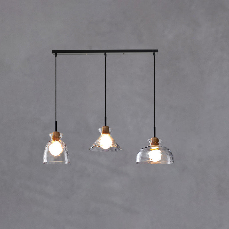 Pendant Light Glass Wood 9.8 in Adjustable Modern Bedroom Living Room Study Ceiling Lamp | Kalsten