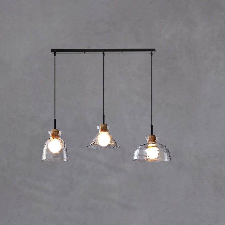 Pendant Light Glass Wood 9.8 in Adjustable Modern Bedroom Living Room Study Ceiling Lamp | Kalsten
