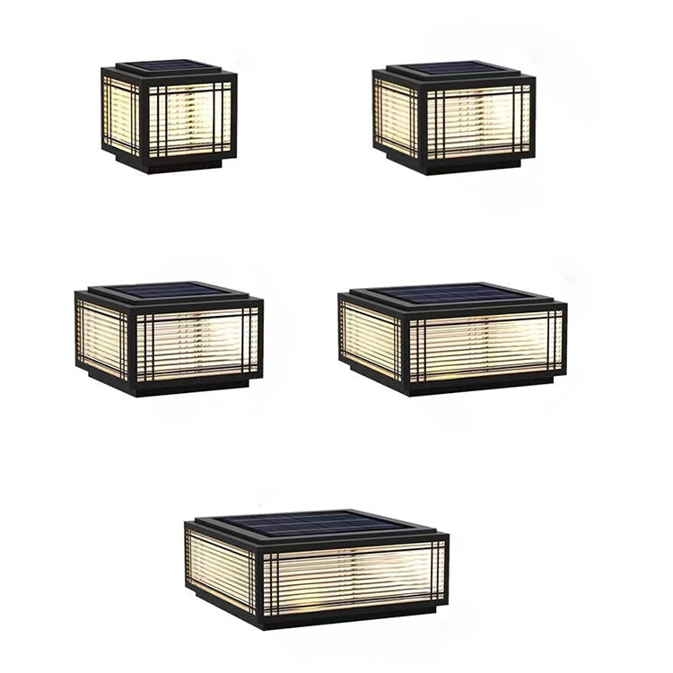 Traditional Chinese Square Aluminum Glass 1-Light Post Head Light For Garden | Kalsten