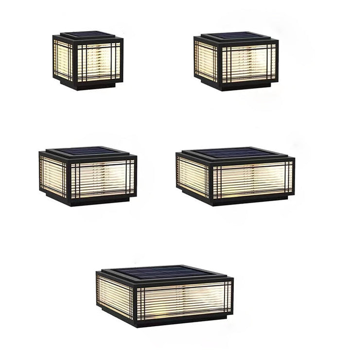 Traditional Chinese Square Aluminum Glass 1-Light Post Head Light For Garden | Kalsten