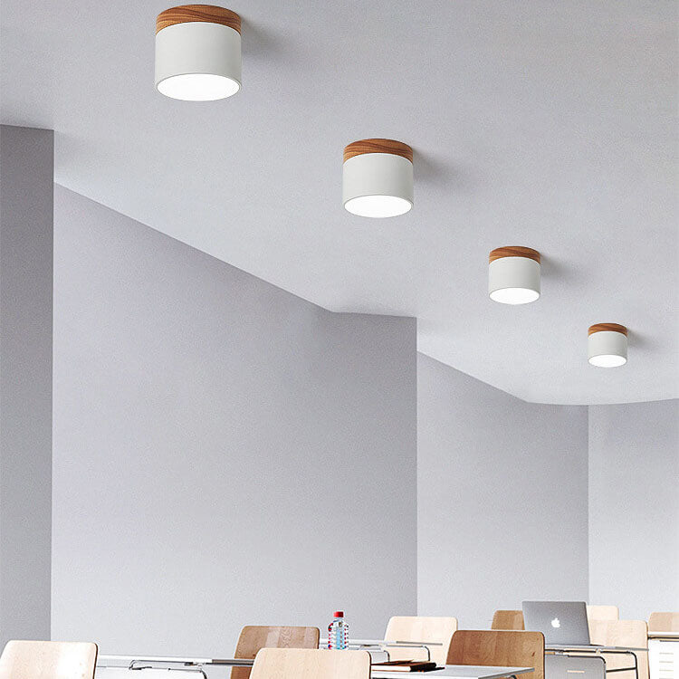 Flush Mount Ceiling Light Iron Solid Wood PVC 3.94 in Modern Hallway Living Room Bedroom 7W 700lm LED Adjustable Color Temperature White Black Pink Blue Green Gray Gold | Kalsten