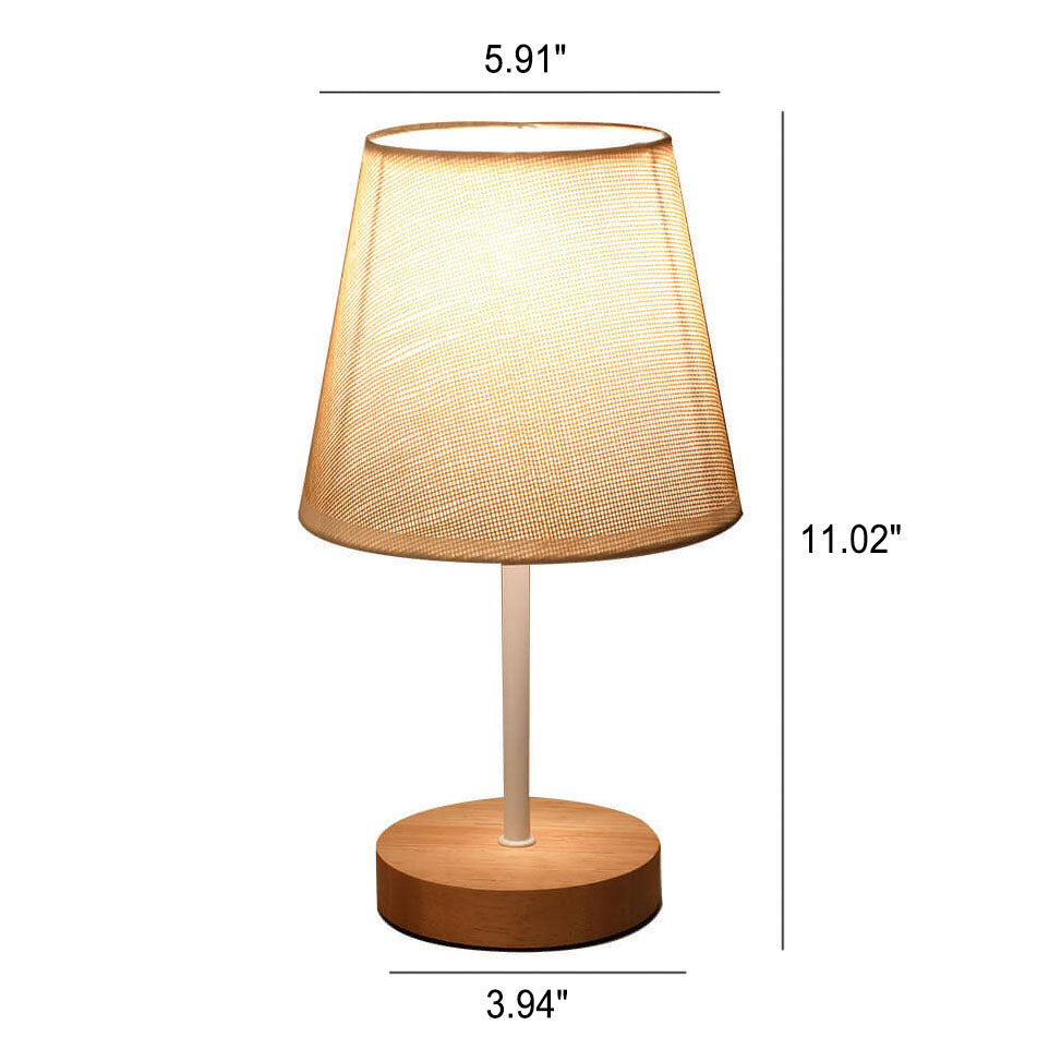 Nordic Vintage Fabric Cone Solid Wood LED Table Lamp | Kalsten