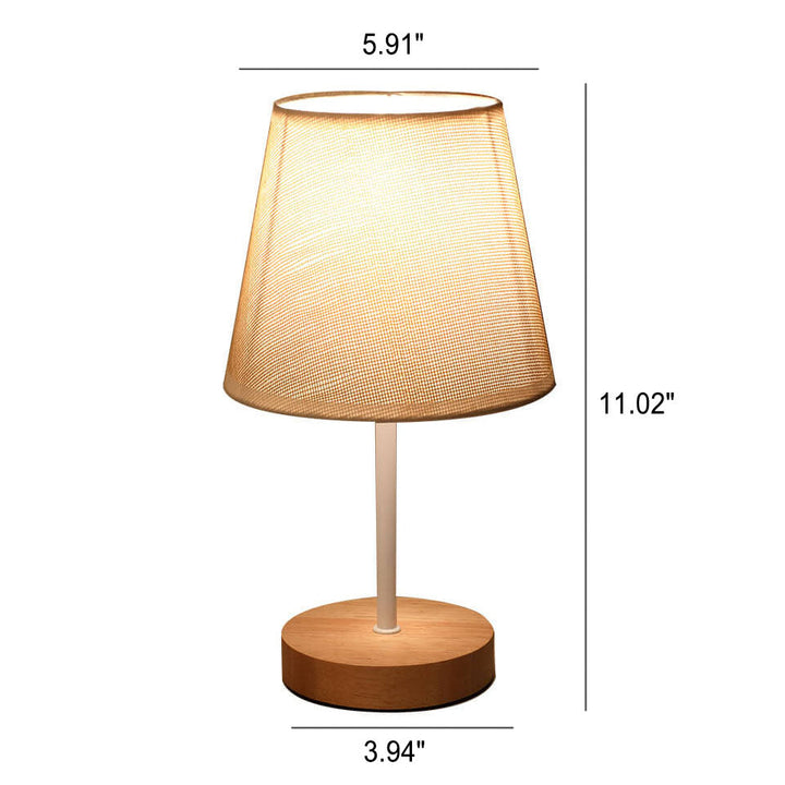 Nordic Vintage Fabric Cone Solid Wood LED Table Lamp | Kalsten