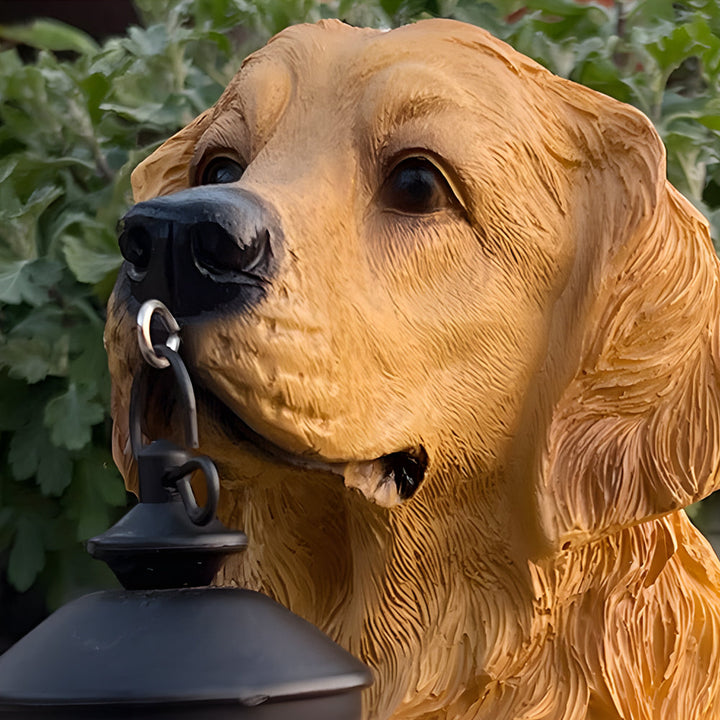 Resin Dog with Lantern Landscape Decor Solar Outdoor Lights | Kalsten