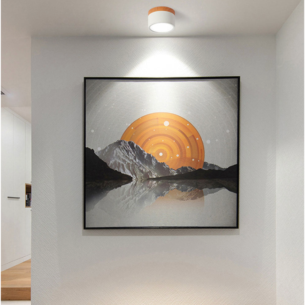 Button Wood-Accent Flush Mount