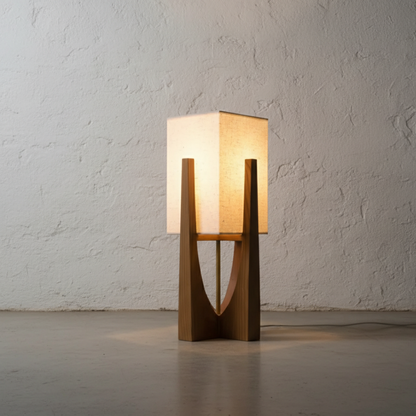 SolaceColumn Wooden-Base Table & Floor Lamp