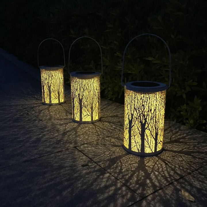 Modern Art Deco Solar Cylinder Skeleton Lantern Iron LED Outdoor Landscape Light For Garden | Kalsten