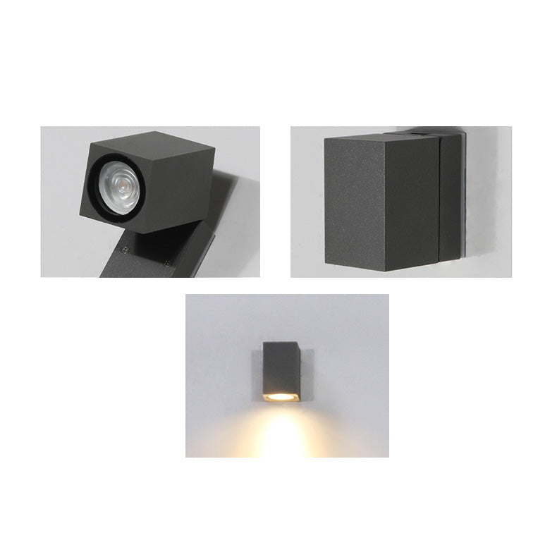 Contemporary Industrial Rectangular Aluminum 1-Light Outdoor Wall Sconce Lamp For Garden | Kalsten
