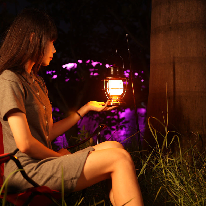 Traditional Farmhouse Waterproof Rechargeable Iron Acrylic Cylinder LED Table Lamp For Entertainment Room | Kalsten
