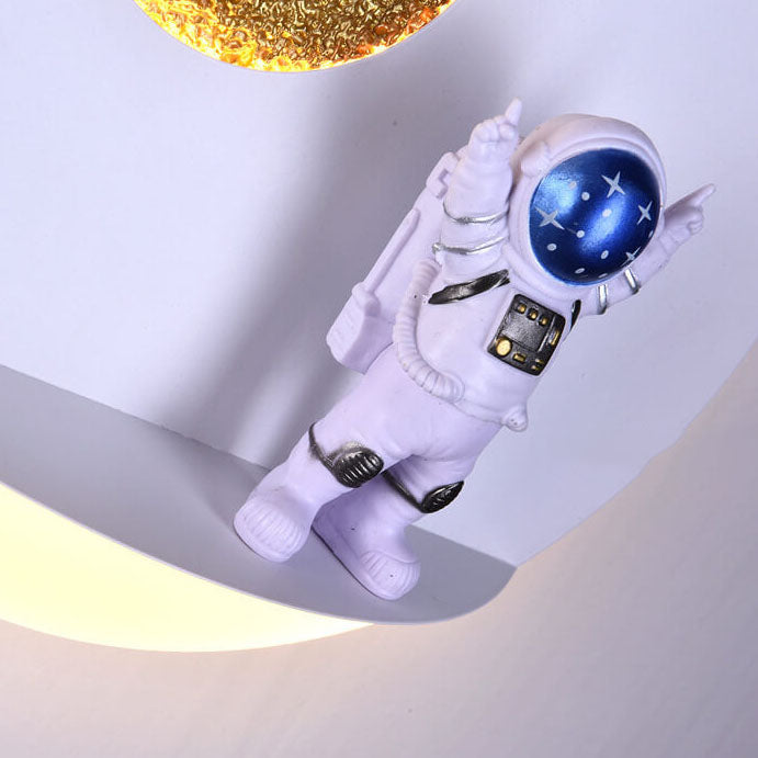 Contemporary Creative Iron Resin Round Astronaut LED Wall Light Lamp for Bedroom | Kalsten