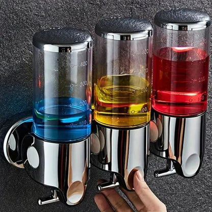BowLift | Wall Mounted Soap Dispenser | SudsStation Bathroom Organizer | Stainless Steel & ABS | 16.9 fl oz | Set of 1–3