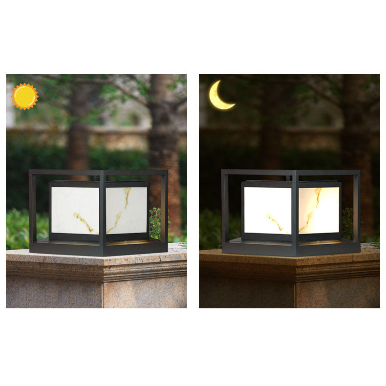 Modern Solar Square Chinese Outdoor Column Head Light LED Lawn Landscape Light | Kalsten