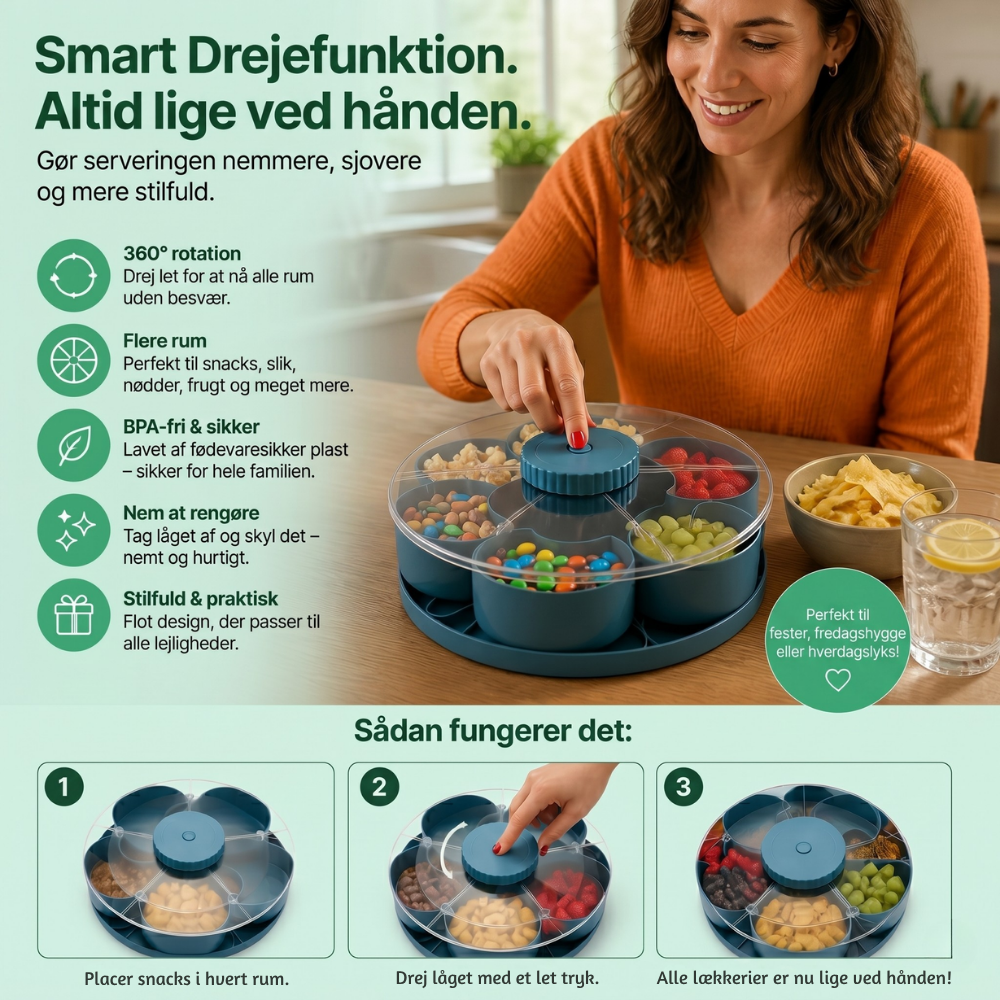 ServeSpin rotating tray with compartments | Kalsten