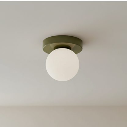 Round Frosted Glass Globe Ceiling Sconce