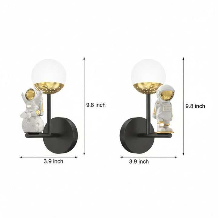 LED Wall Sconce Light – Modern Astronaut Moon 3D Resin (25x10cm / 9.8x3.9in) | Kalsten